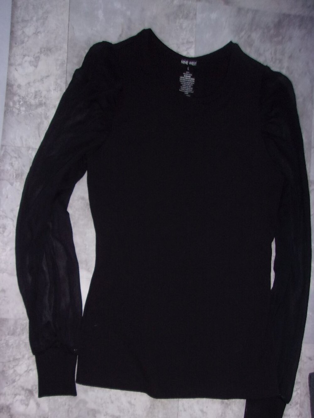 size large womens black long sleeve tee t shirt top casual dress